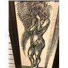 Image 2 : Frank Molnar Canadian (1936-2020) - Framed nude charcoal pencil sketch drawing 2001 - standing woman