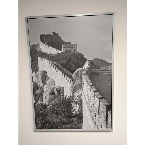 Large Great Wall of China framed black & white print on board - approx. 55 1/2in x 39 1/2in