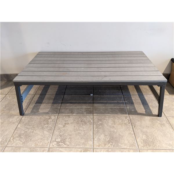 Two tone grey metal & wood coffee table