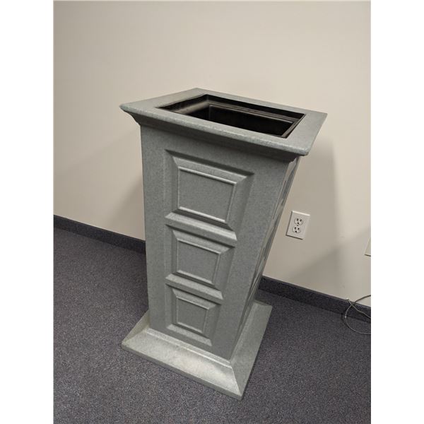 Outdoor heavy-duty grey plastic planter - 33in tall x 18in