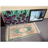 Image 1 : Group of 3 decorative items - purple tulip floral print on canvas/ orcas framed print & small Persia