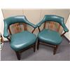 Image 1 : Pair of turquoise vinyl upholstered club chairs