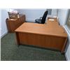 Image 1 : Two pc. office desk w/ office chair and 2 matching 2 drawer lateral filing cabinets