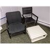 Image 1 : Group of 3 furniture items - black metal chair/ aluminum patio chair & white aluminum low patio side