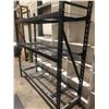 Image 1 : Metal shelf racking unit black w/ 3 adjustable mesh deck shelves - approx. 7ft across x 2ft wide x 7