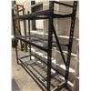 Image 1 : Metal shelf racking unit black w/ 3 adjustable mesh deck shelves - approx. 7ft across x 2ft wide x 7