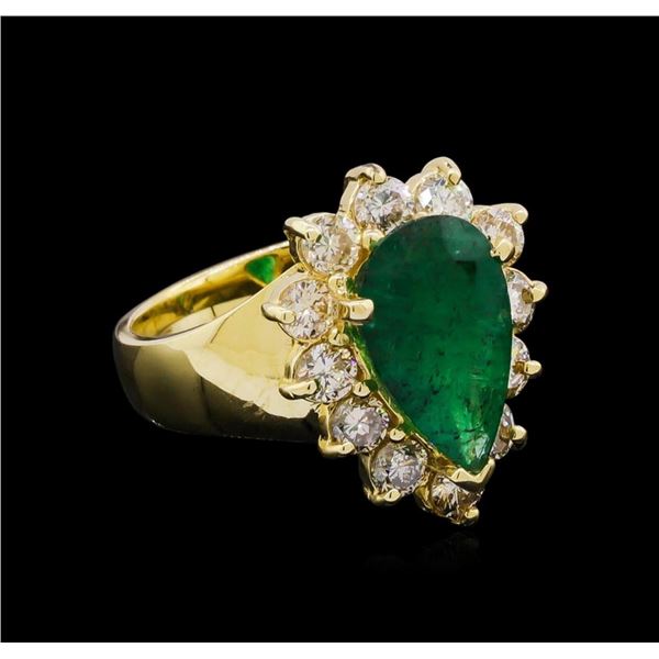 14KT Yellow Gold 2.48 ctw Emerald and Diamond Ring