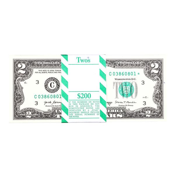 Pack of (100) Consecutive 2017A $2 Federal Reserve STAR Notes Philadelphia