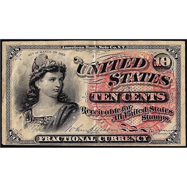 March 3, 1863 Fourth Issue Ten Cents Fractional Currency Note