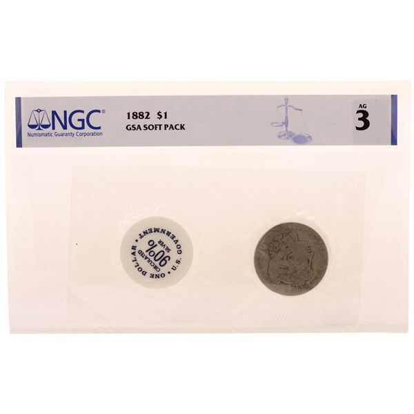 1882 $1 Morgan Silver Dollar Coin GSA Soft Pack NGC AG3 Lowest Known Grade