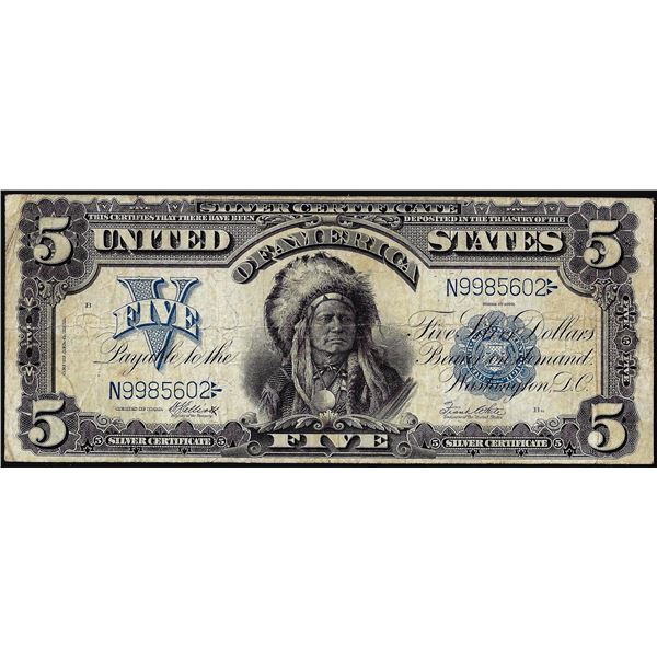 1899 $5 Indian Chief Silver Certificate Note