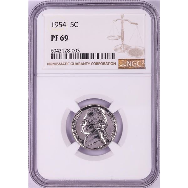 1954 Proof Jefferson Nickel Coin NGC PF69