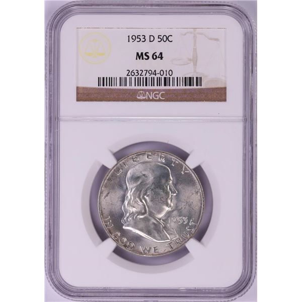 1953-D Franklin Half Dollar Coin NGC MS64
