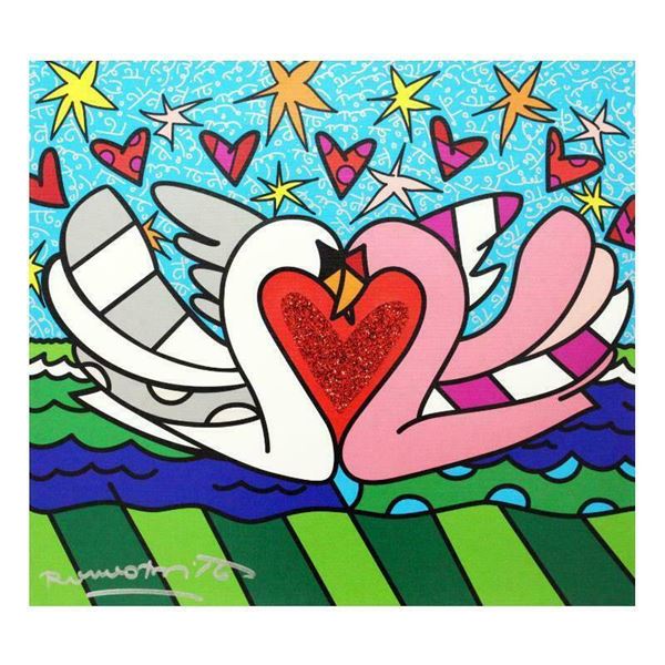 Romero Britto "Soul Mate" Limited Edition Giclee On Canvas