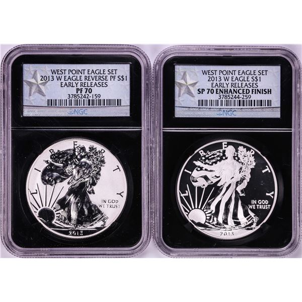2013-W West Point Proof Silver Eagle Two Coin Set NGC PF70/SP70 Enhanced Early Release