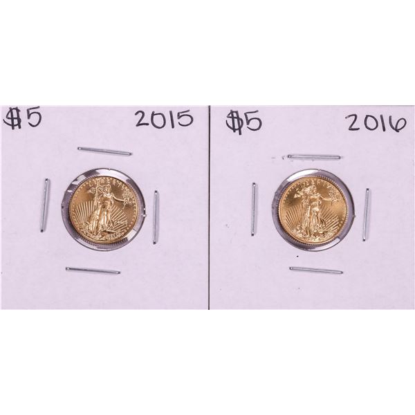 Lot of 2015-2016 $5 American Gold Eagle Coins