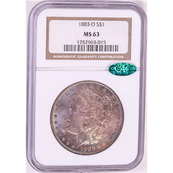 1883-O $1 Morgan Silver Dollar Coin NGC MS63 CAC Amazing Toning