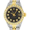 Image 1 : Rolex Ladies Two Tone Black Diamond Oyster Perpetual Datejust Wristwatch