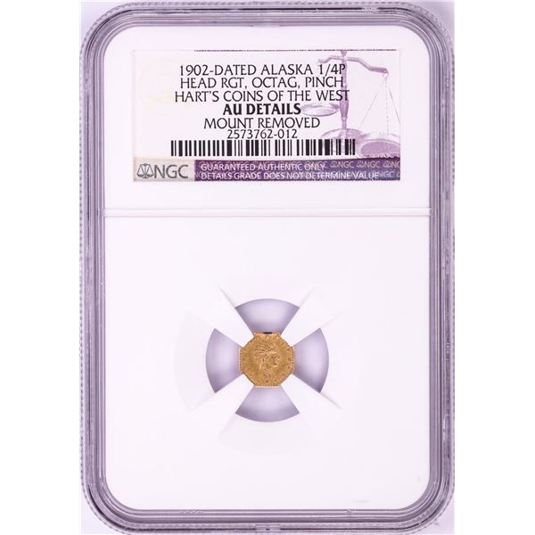 1902 Dated Alaska 1/4 Pinch Gold Coin NGC AU Details