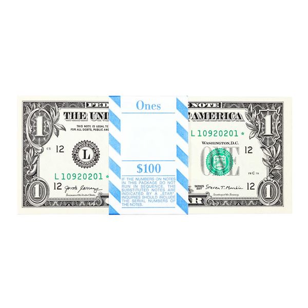 Pack of (100) Consecutive 2017 $1 Federal Reserve STAR Notes San Francisco