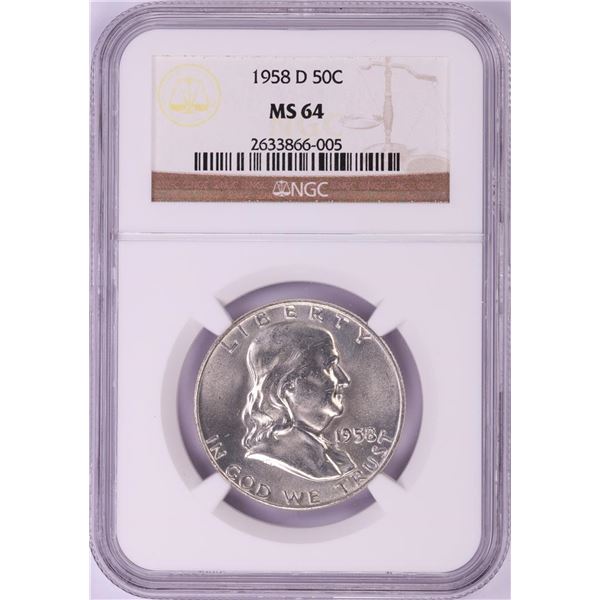 1958-D Franklin Half Dollar Coin NGC MS64