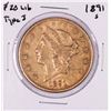 Image 1 : 1891-S $20 Liberty Head Double Eagle Gold Coin