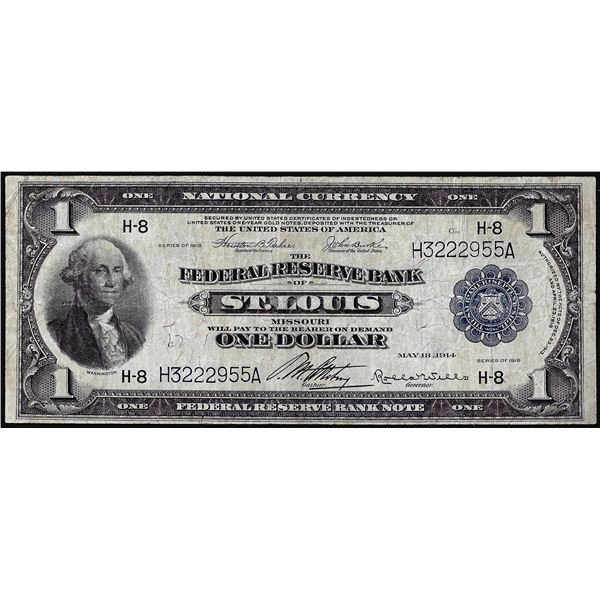 1918 $1 Federal Reserve Bank Note St. Louis