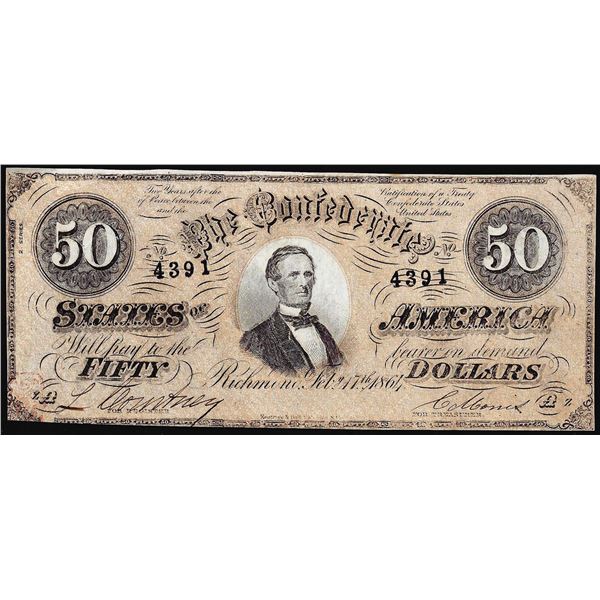 1864 $50 Confederate States of America Note