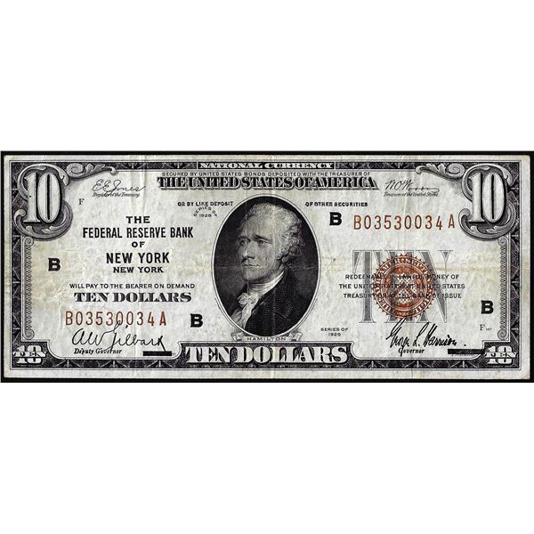 1929 $10 Federal Reserve Bank Note New York