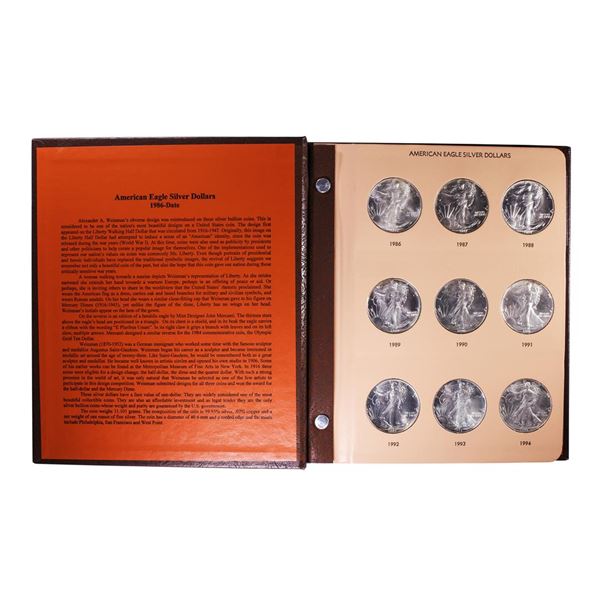 Set of 1986-2021 $1 American Silver Eagle Coins in Dansco Book