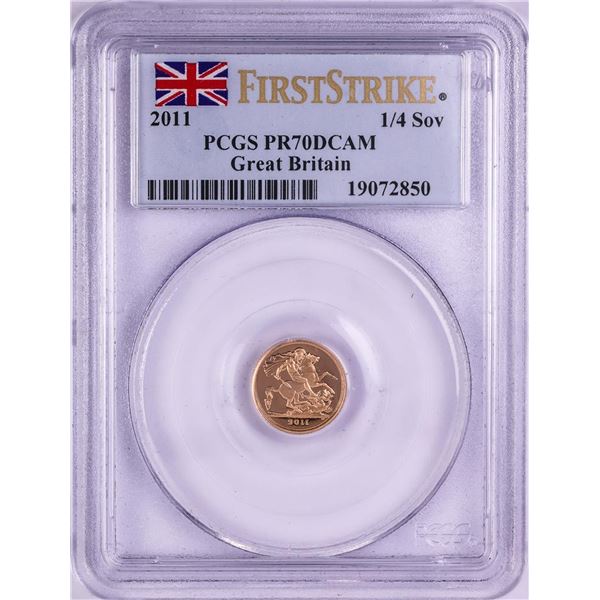 2011 Great Britain Proof 1/4 Sovereign Gold Coin PCGS PR70DCAM
