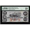 Image 1 : 1850's $10 State Bank South Carolina Charleston Obsolete Note PMG Very Fine 25