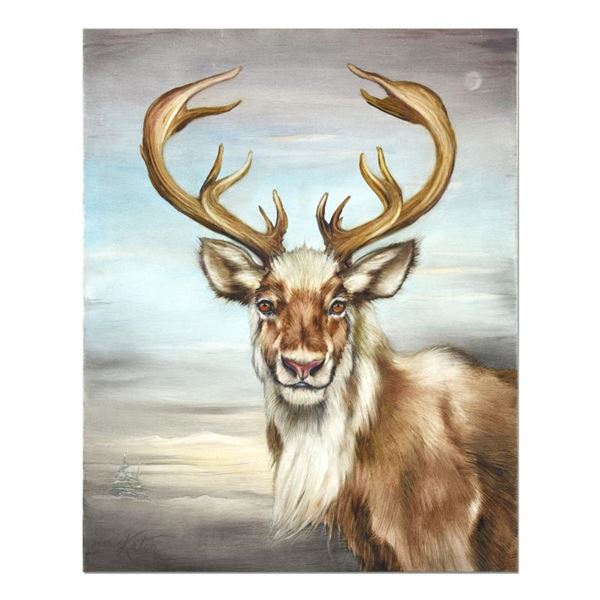 Katon "Arctic Reindeer" Original Oil On Canvas