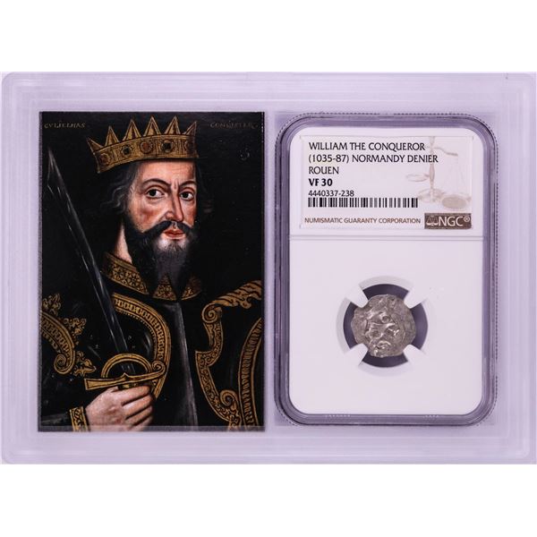 1035-87 William The Conqueror Normandy Rouen Denier Coin NGC VF30 w/ Story Box