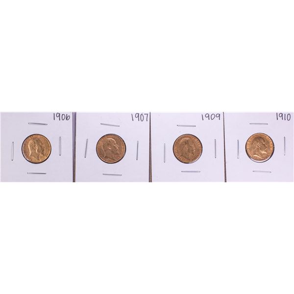 Lot of 1906-1907 & 1909-1910 Great Britain Half Sovereign Gold Coins