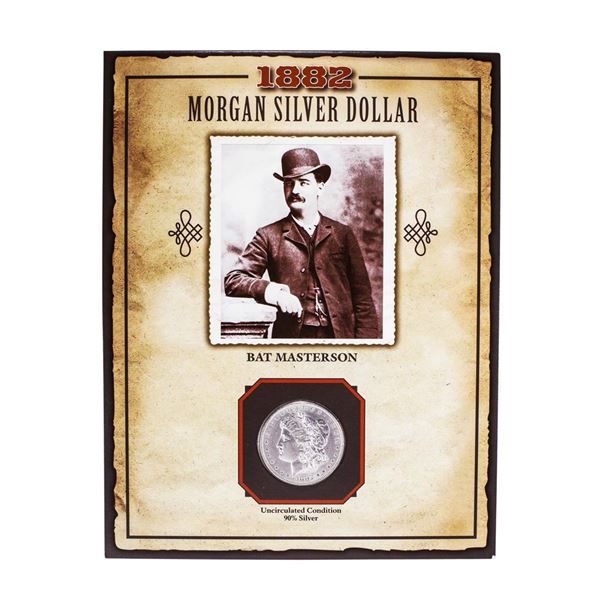 1882 $1 Morgan Silver Dollar Coin Bat Masterson Legends of the Wild West