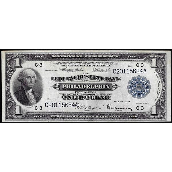 1918 $1 Federal Reserve Bank Note Philadelphia