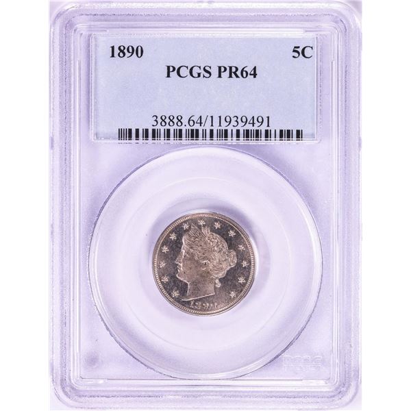 1890 Proof Liberty Head V Nickel Coin PCGS PR64