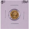 Image 1 : 1861 $1 Indian Princess Head Gold Dollar Coin