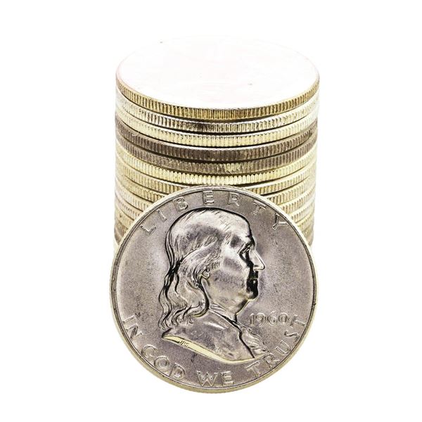 Roll of (20) Brilliant Uncirculated 1960 Franklin Half Dollar Coins