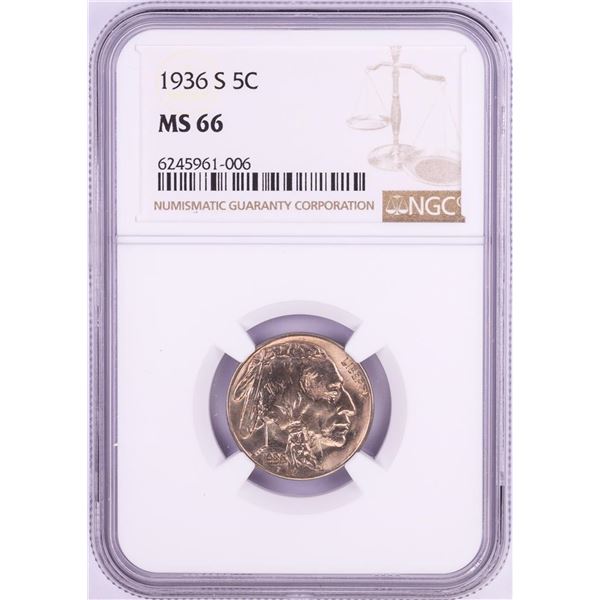 1936-S Buffalo Nickel Coin NGC MS66