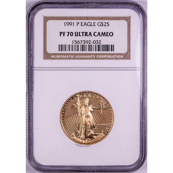 1991-P $25 Proof American Gold Eagle Coin NGC PF70 Ultra Cameo