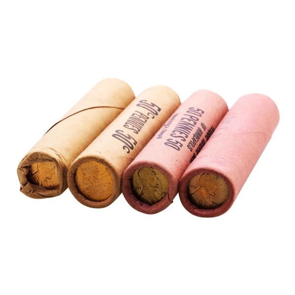 Lot of (2) 1957-D & 1958-D (50) Brilliant Uncirculated Lincoln Wheat Cent Coin Rolls