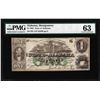 Image 1 : 1863 $1 State of Alabama Montgomery Obsolete Note PMG Choice Uncirculated 63
