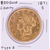 Image 1 : 1871-S Type 1 $20 Liberty Head Double Eagle Gold Coin