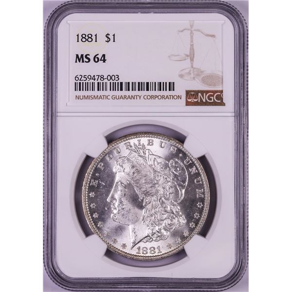 1881 $1 Morgan Silver Dollar Coin NGC MS64