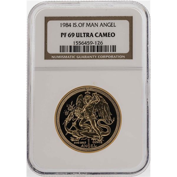 1984 Isle of Man Angel Gold Coin NGC PF69 Ultra Cameo