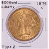 Image 1 : 1875-S Type 2 $20 Liberty Head Double Eagle Gold Coin