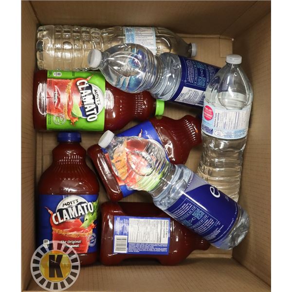 BOX OF CLAMATO ALSO INCLUDES 1.5L OF WATER
