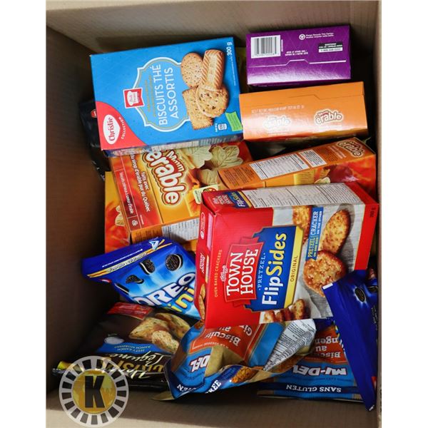 BOX OF ASSORTED COOKIES AND CRACKERS